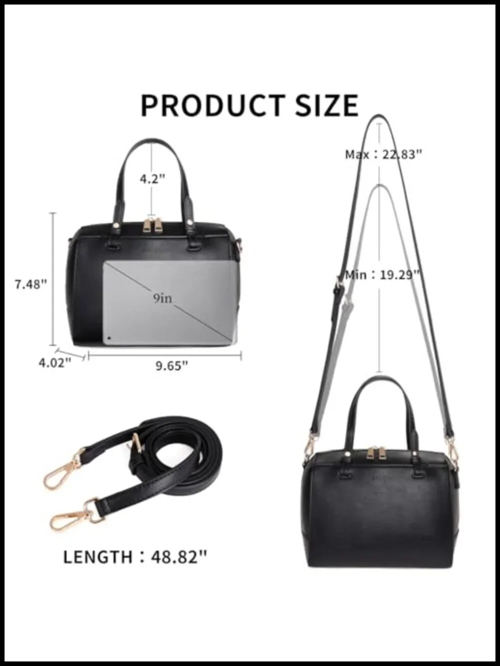 Vegan Leather Satchel Handbag Women Top Handle Tote Large Capacity Crossbody